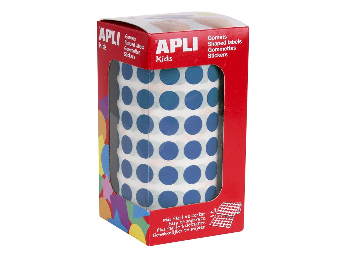 Gomets Autoadesivos APLI en Rollo - Circular - Ø11Mm - Azul