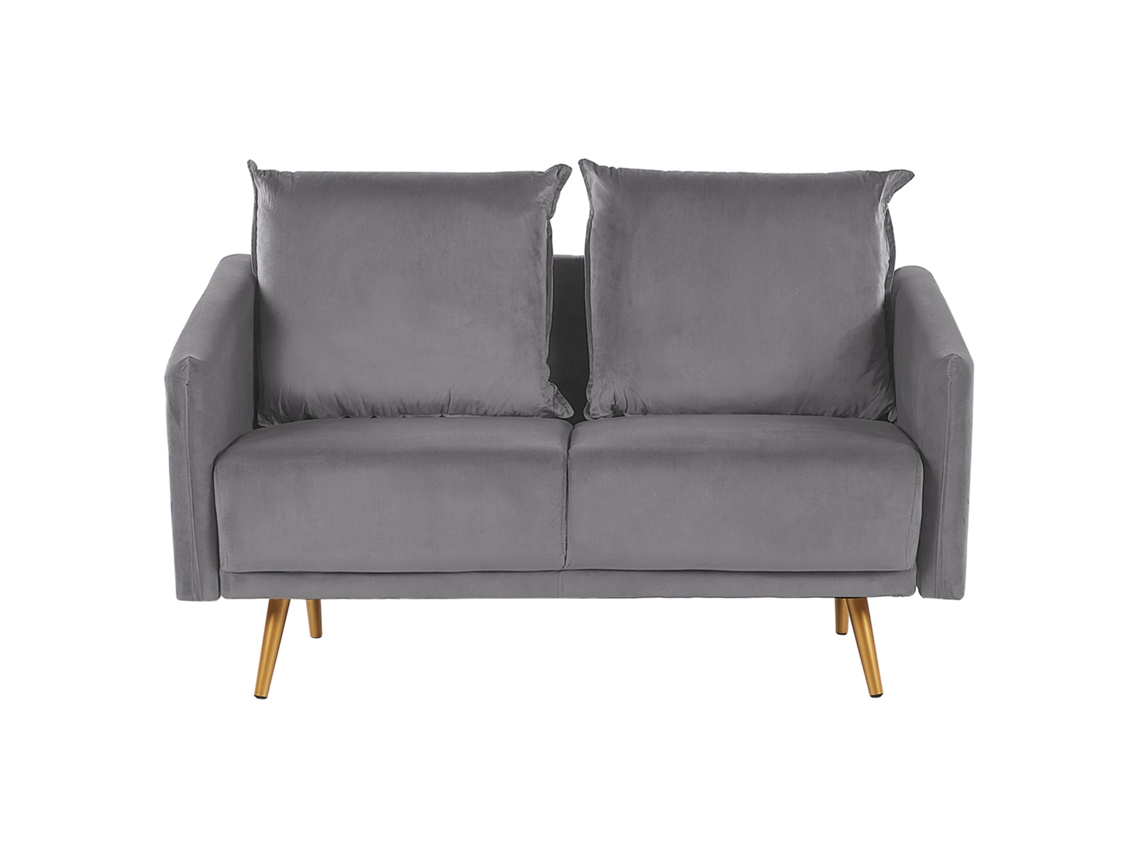Sofá de 2 plazas BELIANI Maura de Terciopelo Gris 130x78x83