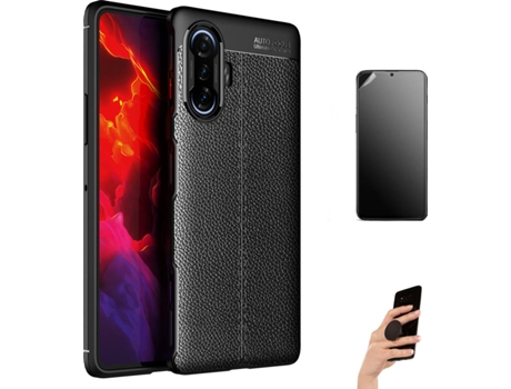 Carcasa + Protector + Popsocket Xiaomi Poco F3 GT Rugged Leather Negro BD-HF&LC
