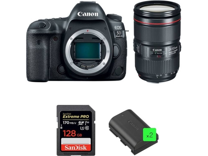 Kit Cámara Reflex CANON EOS 5D Mark IV + EF 24-105mm f/4L IS II USM + SanDisk 128GB + 2 LP-E6N