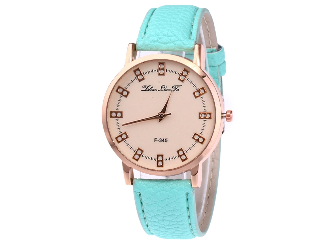 Reloj De Pulsera De Cuarzo Unisex Con Correa De Cuero Pu Zhoulianfa (menta)
