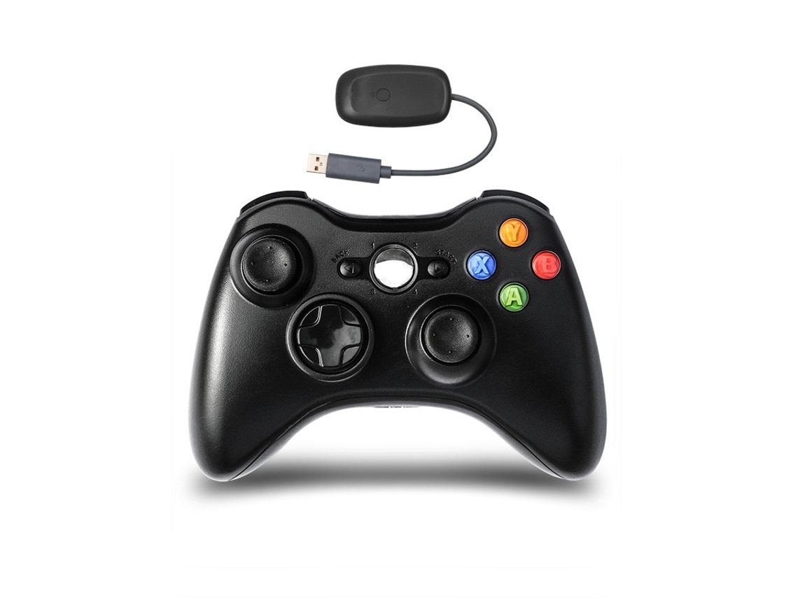 Mando inalámbrico YUNZII para Xbox 360 con receptor 2.4G y vibración blanca.