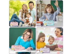Bolsa De Lápices De Gran Capacidad Con Múltiples Compartimentos Para Oficina, Papelería, Bolsa De Cosméticos, Color Rosa Donut SIURN