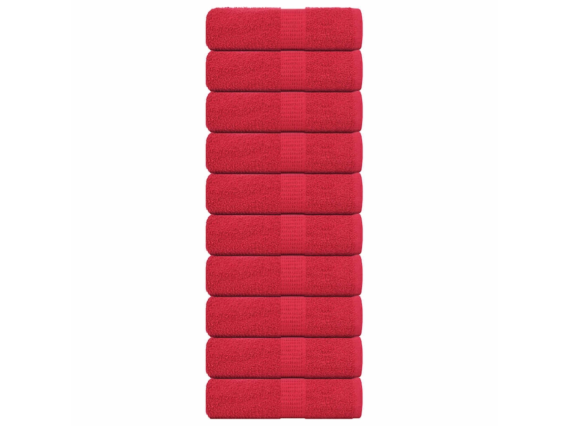 vidaXL Toallas 10 uds 100% algodón rojo 30x30 cm 360 gsm