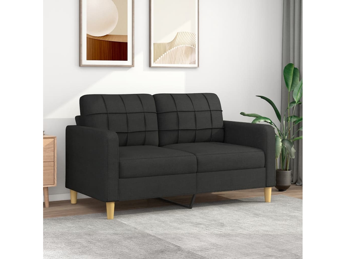 Sofá De 2 Plazas De Tela Negro 140 Cm