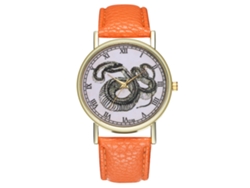 Reloj De Mujer Zhoulianfa T195-a Cuero Quartz Animales Simbólicos Naranja
