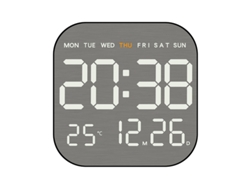 Reloj despertador electrónico Yuysan LED táctil de metal cepillado, reloj de pared multifuncional, reloj electrónico 5516, carcasa negra