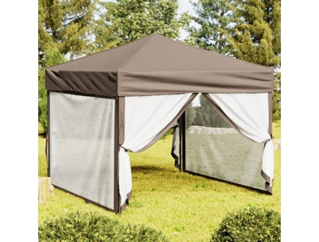 vidaXL Carpa para fiestas plegable con paredes gris taupé 3x3 m