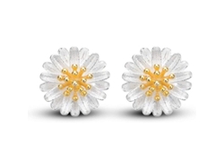 Pendientes De Oro Con Margarita De Plata Para Mujer - Regalos De Primera Calidad Y Duraderos