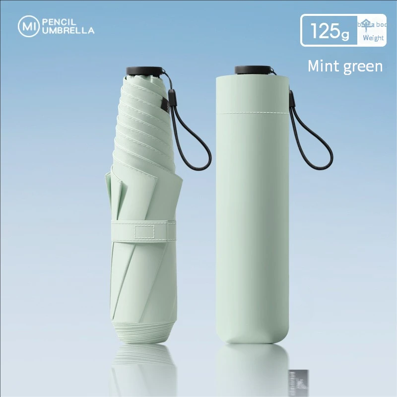 (verde Menta) Paraguas Portátil Ultraligero De 125 G, Con Protección Solar, Protección Uv Y Resistente A La Lluvia.