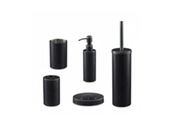 Conjunto De Casa De Banho Relaxdays, 5 Peças, Acessórios Inox Escovado, Kit Completo Moderno, Antracite