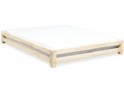 Cama BENLEMI Japa (Marrón - Madera - Compatible con colchón: 160x200 cm)