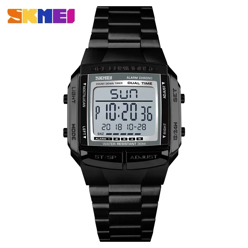 Reloj Deportivo (negro), Reloj Despertador Digital Con Cuenta Regresiva, Esfera Grande Y Cristal.