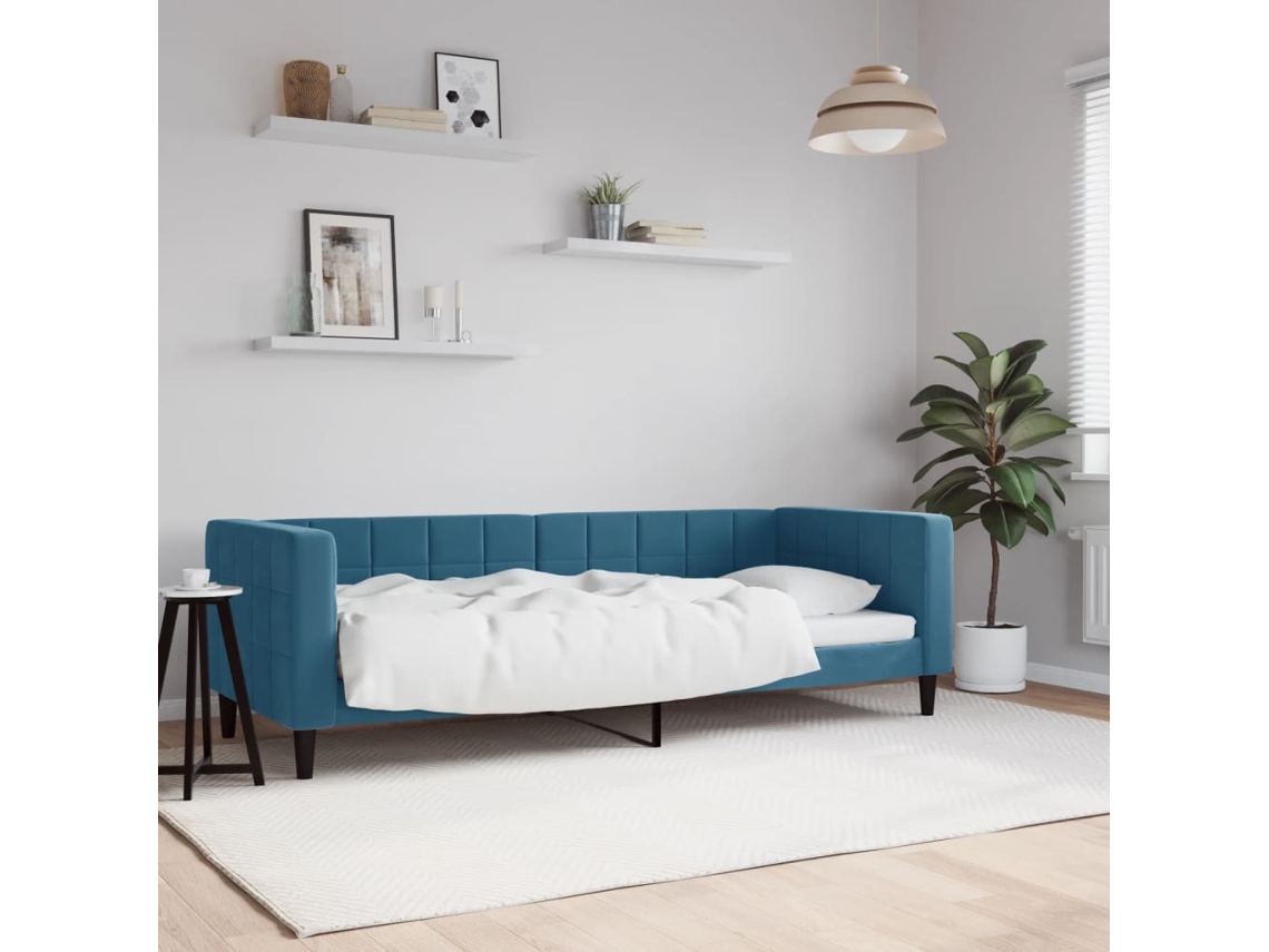 Sofá Cama Sin Colchón Terciopelo Azul 80x200 Cm