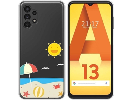 Carcasa para Samsung Galaxy A13 4G TUMUNDOSMARTPHONE Dibujos Transparente Playa Multicolor