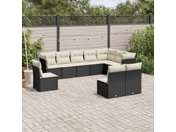 Conjunto de sofás de jardín de 10 piezas DKD Home Decor con cojines de mimbre negros