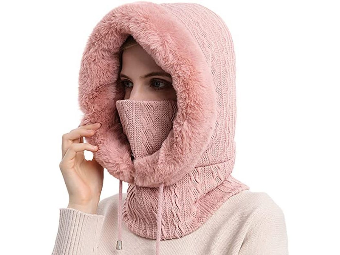 Conjunto De Gorro Y Bufanda Para Mujer Con Boina, Protección Para Las Orejas, Capucha Gruesa, Cortavientos Y Cálida Rellena De Lana.