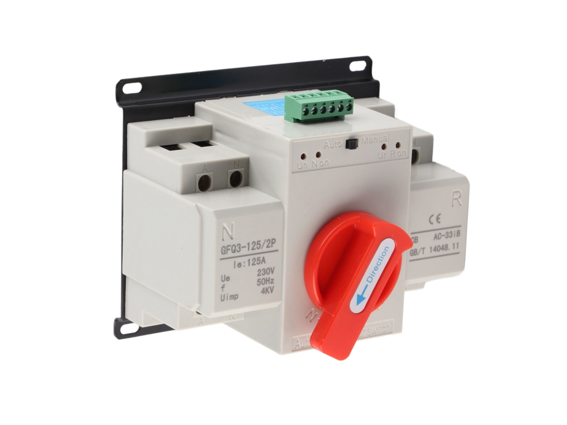 Interruptor de transferencia automático mini ATS de doble potencia, 2P, 230 V, 125 A, para generador