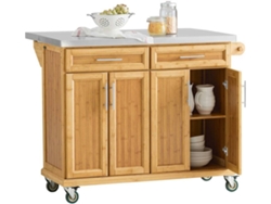 Carrito de Cocina SOBUY FKW69-N (Bambú/MDF/Acero Inoxidable - 115x92x46 cm)