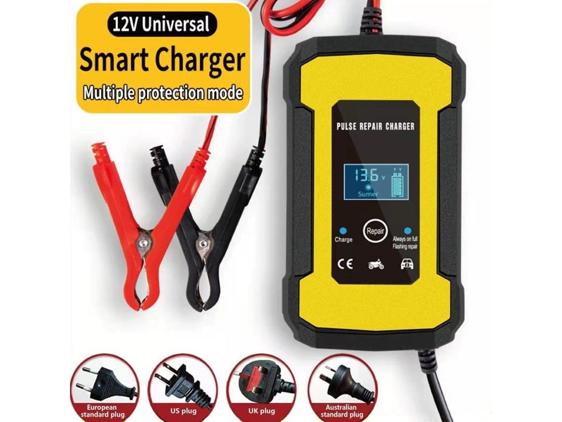 Cargador De Batería Inteligente De 12 V Y 6 A Para Motocicletas Y Automóviles Con Pantalla Lcd Y Modo De Reparación, Estándar Europeo | Prot