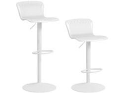 Conjunto 2 Banquetas Giratórias Ajustáveis Com Encosto Brancas