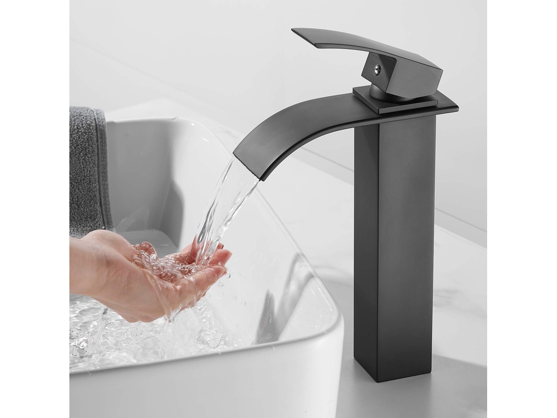 Grifo de baño con efecto cascada para uso dual con agua fría y caliente. Mdug