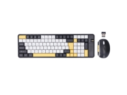 Conjunto Baoj-2026 con teclado y ratón inalámbricos Bluetooth de modo dual, 100 teclas para juegos y 1600 DPI para PC y portátiles, color amarillo.