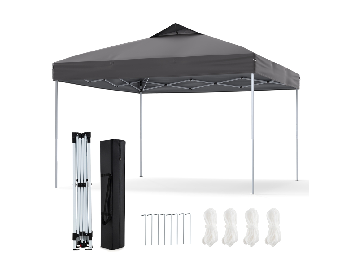 Tienda Plegable Con Cierre Central Y Asas Para Empujar Costway Plegable (2,95 X 2,95 M - Tela Oxford - Gris)