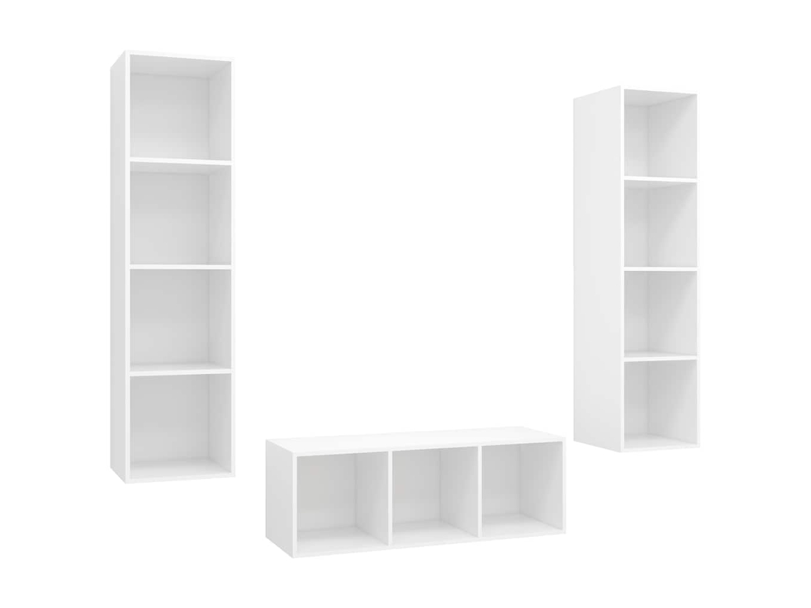 Conjunto de muebles para TV de 3 piezas de madera contrachapada blanca MAISON EXCLUSIVE