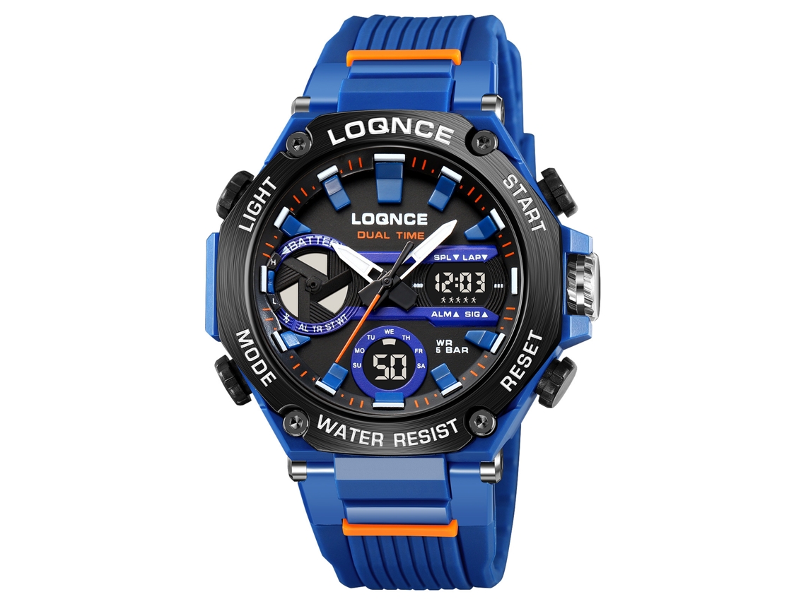 Reloj De Pulsera Electrónico Luminoso E Impermeable (azul), Reloj Multifuncional Para Estudiantes, Caja Octogonal.