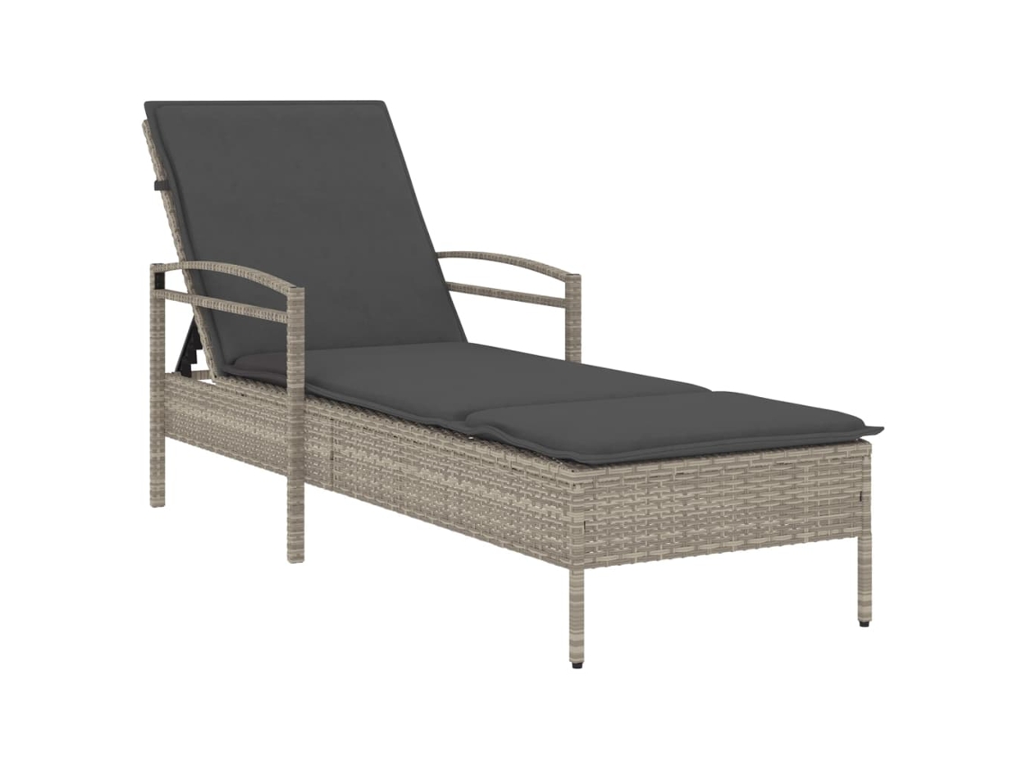 Chaise longue de mimbre gris claro con cojín MAISON EXCLUSIVE (63x200x81 cm)