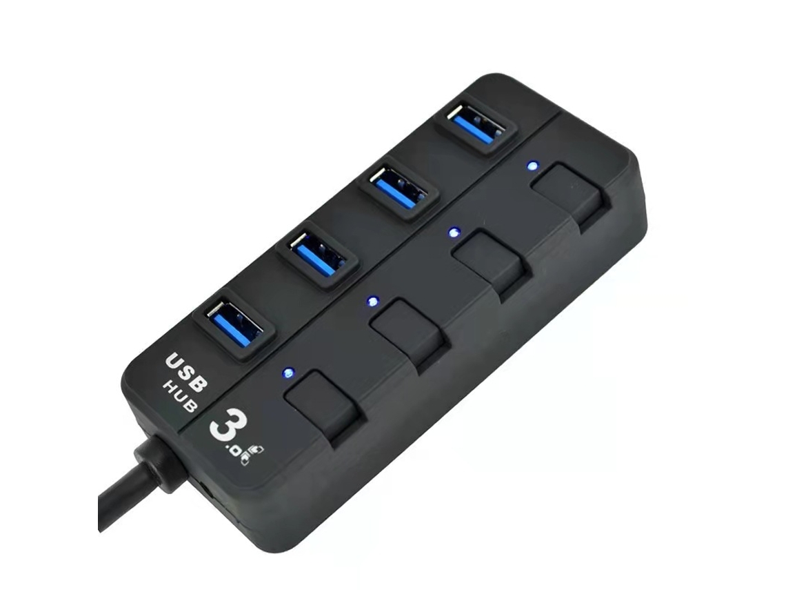 Estación de acoplamiento con 4 puertos USB 3.0 Hub Yizhood con luz indicadora para PC, color negro