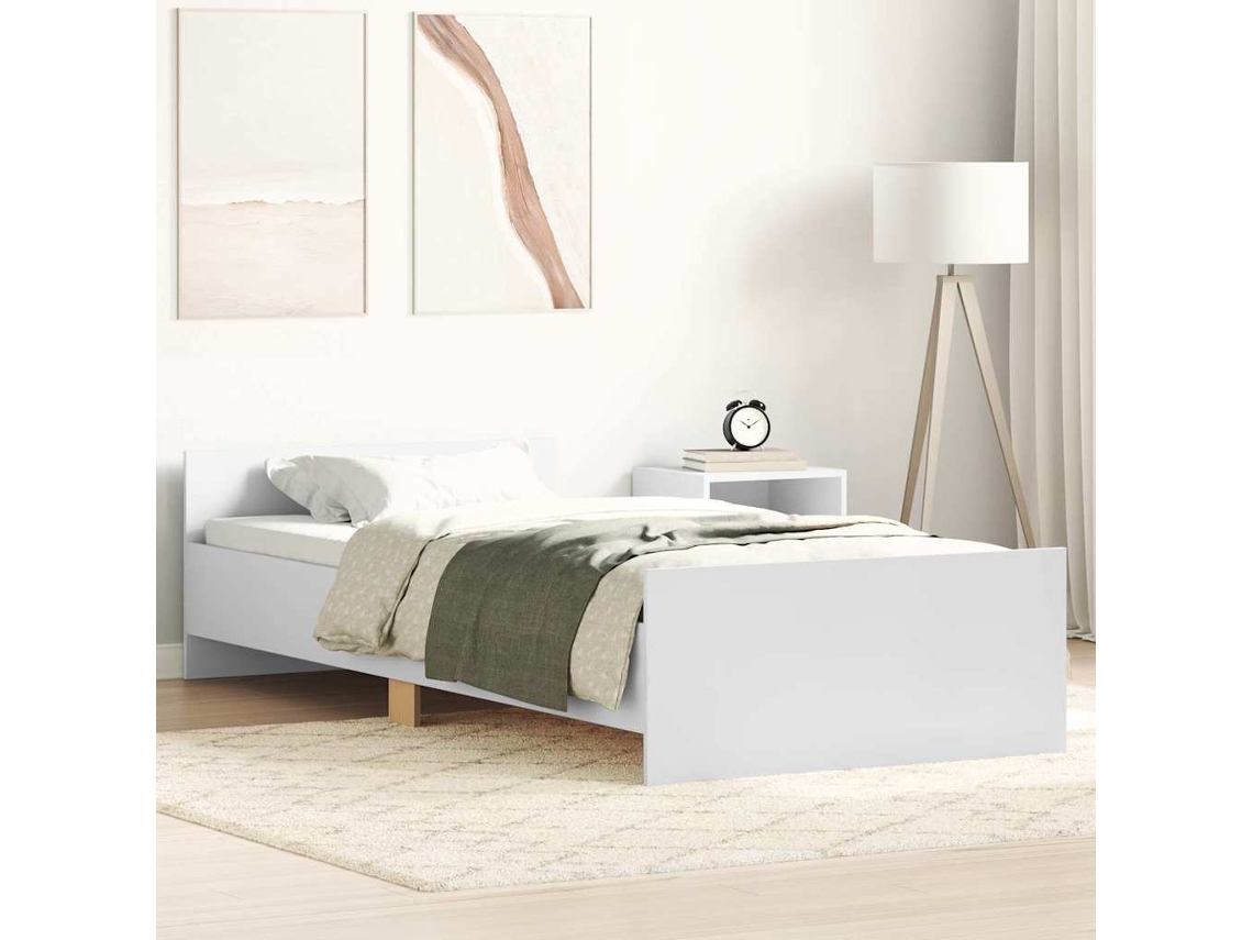 Estructura De Cama Madera De Ingeniería Blanca 90x190 Cm