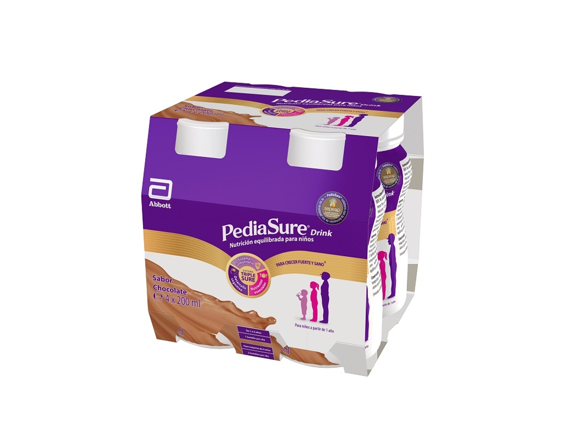Complemento Alimentar PEDIASURE Abbott Pediasure Drink Chocolate Botella (4 x 200 ml)