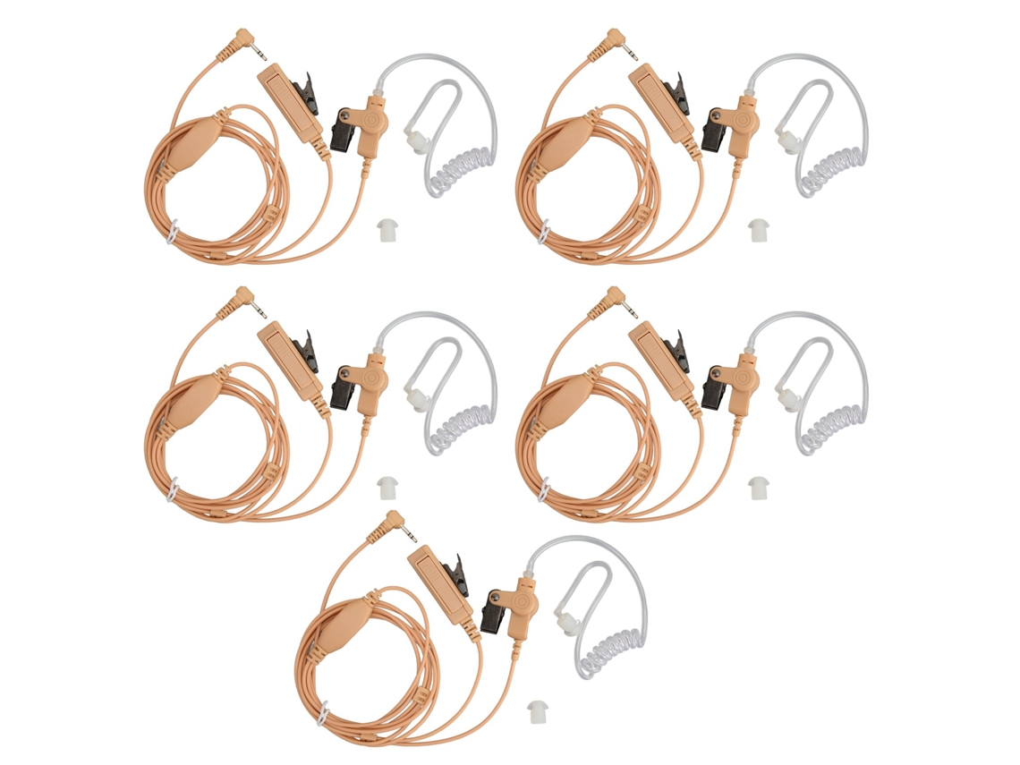 Auriculares Con Tubo Acústico De 2,5 Mm Con Botón Ptt Para Radios Walkie-talkie Motorola, Color Marrón, Paquete De 5 Unidades.