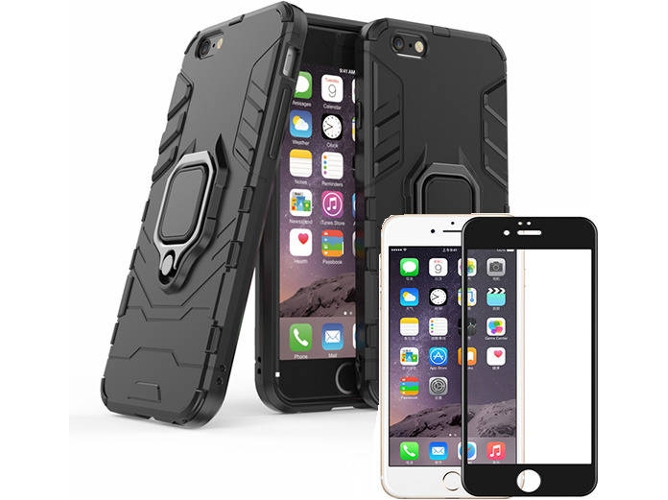 Kit Funda y Protector Cristal 5D iPhone 6 Plus Military Defender Negro