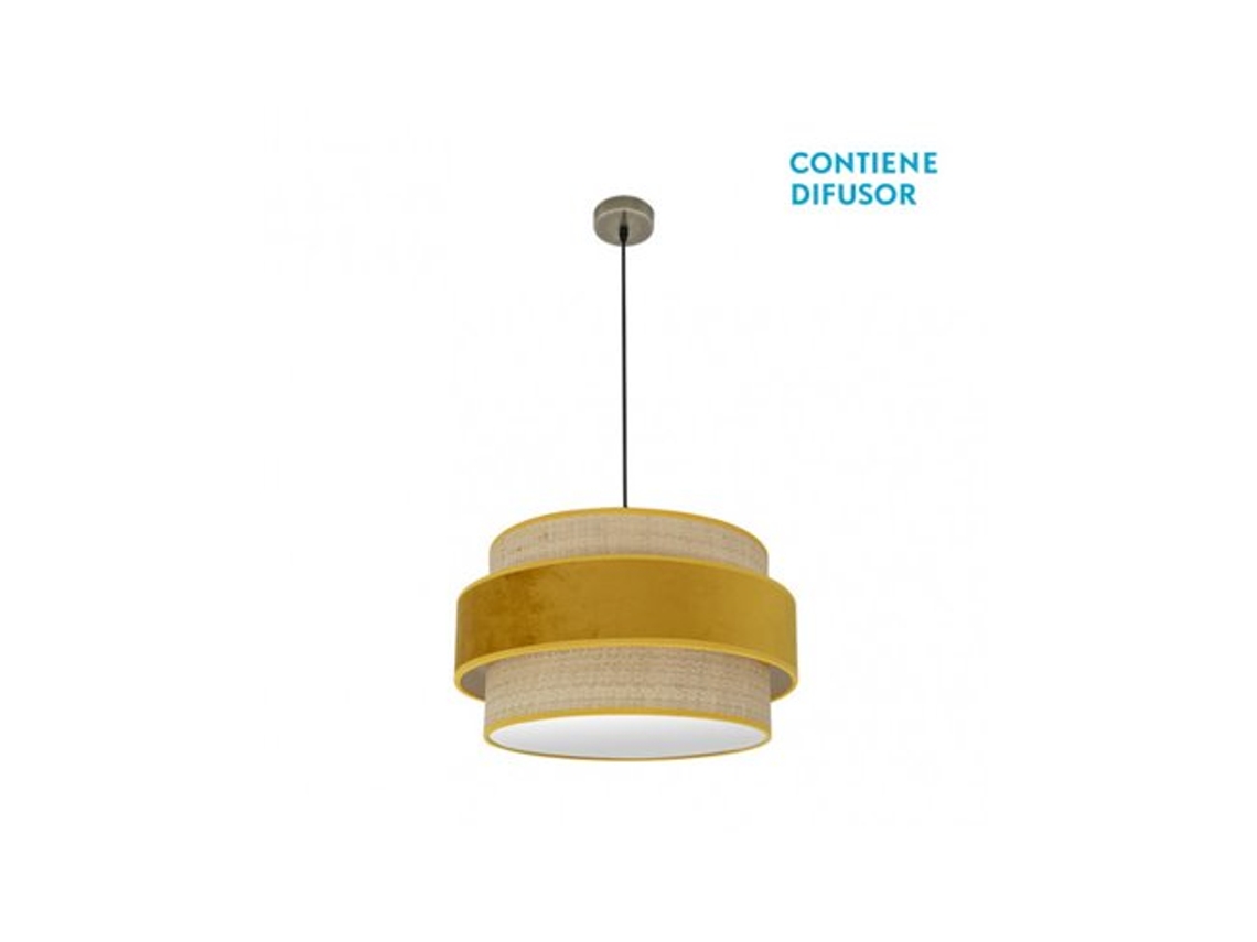 Colgante Reyes 2x27 Cuero/Gema Natural Regx50x50 Cm Fabrilamp