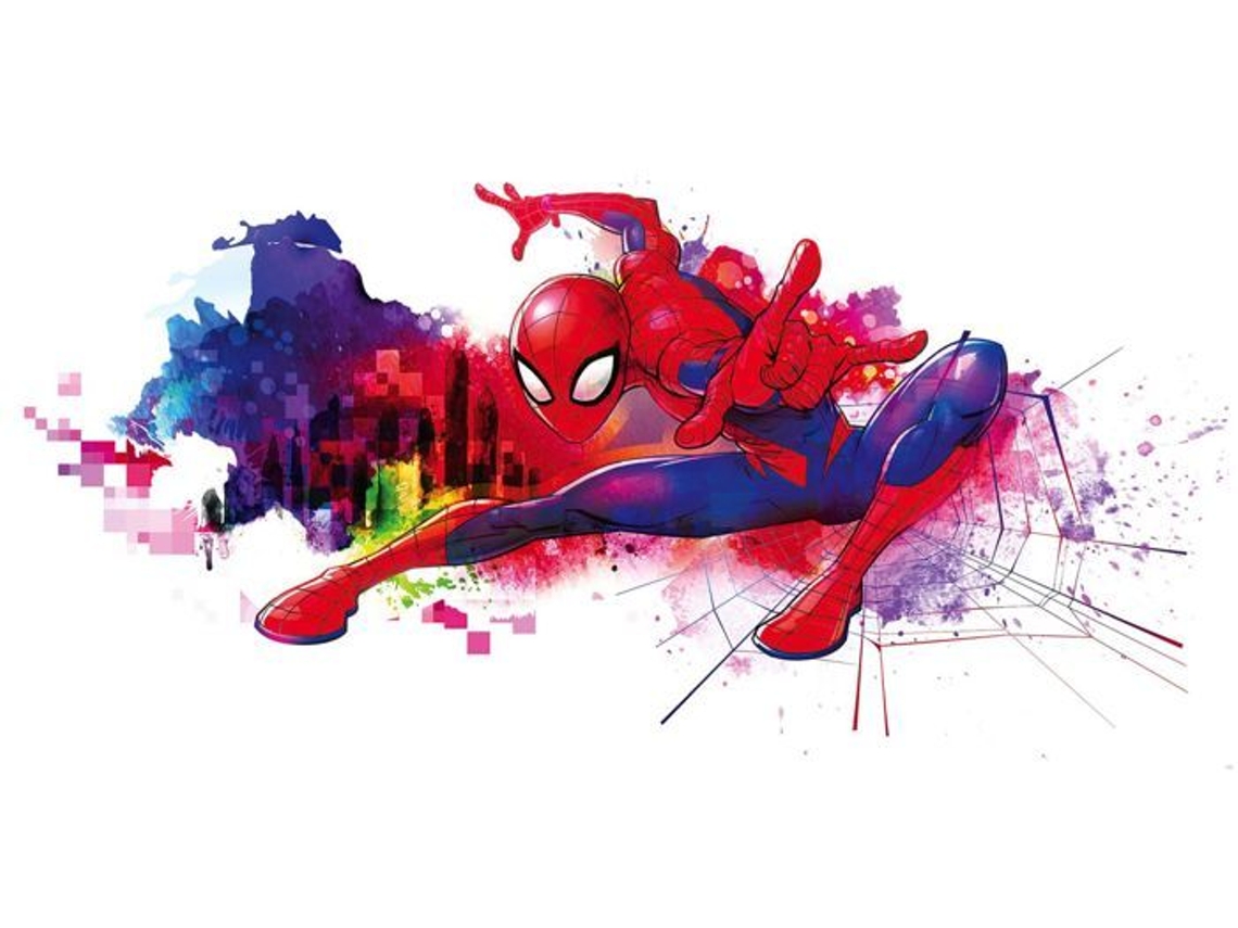 Papel Pintado Panorámico Sanders Sanders Hombre Araña Rojo Y Morado 300 X 150 Cm No Tejido