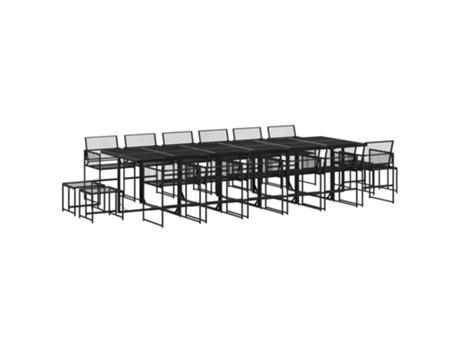 Conjunto 17 de comedor de jardín VIDAXL ratán sintético negro