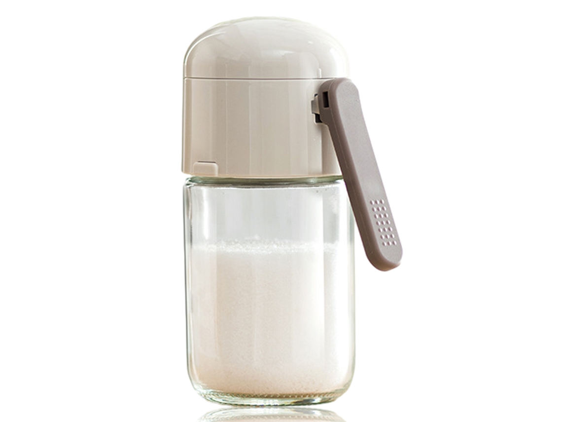 Dispensador de sal de vidrio, botella de condimento precisa, medida de sal de 0,5 gramos para cocinar y acampar NEVEANCE