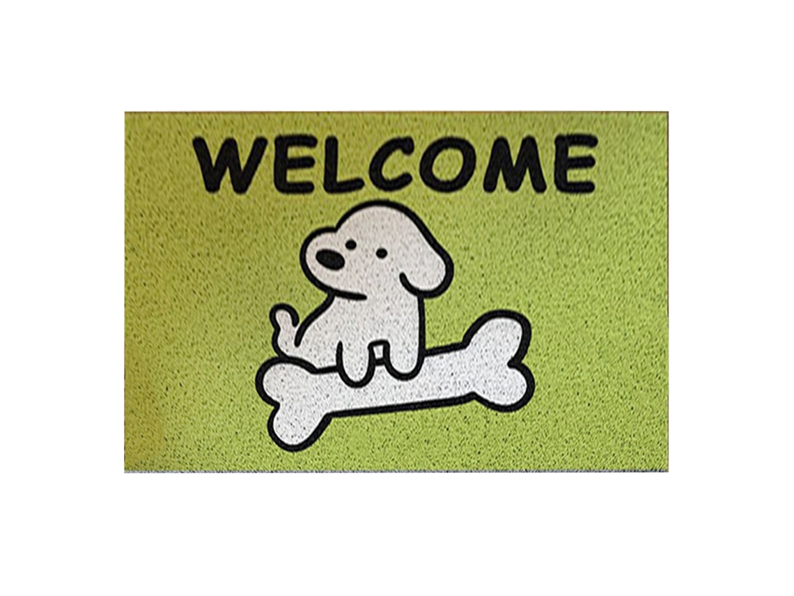 Felpudo Antideslizante Con Estampado De Perro De Dibujos Animados Para La Entrada, 40x60cm, Verde.