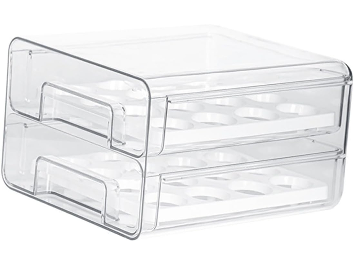 Huevera De Doble Capa Con Cajón, Soporte Transparente Para Huevos 9091, Plástico.