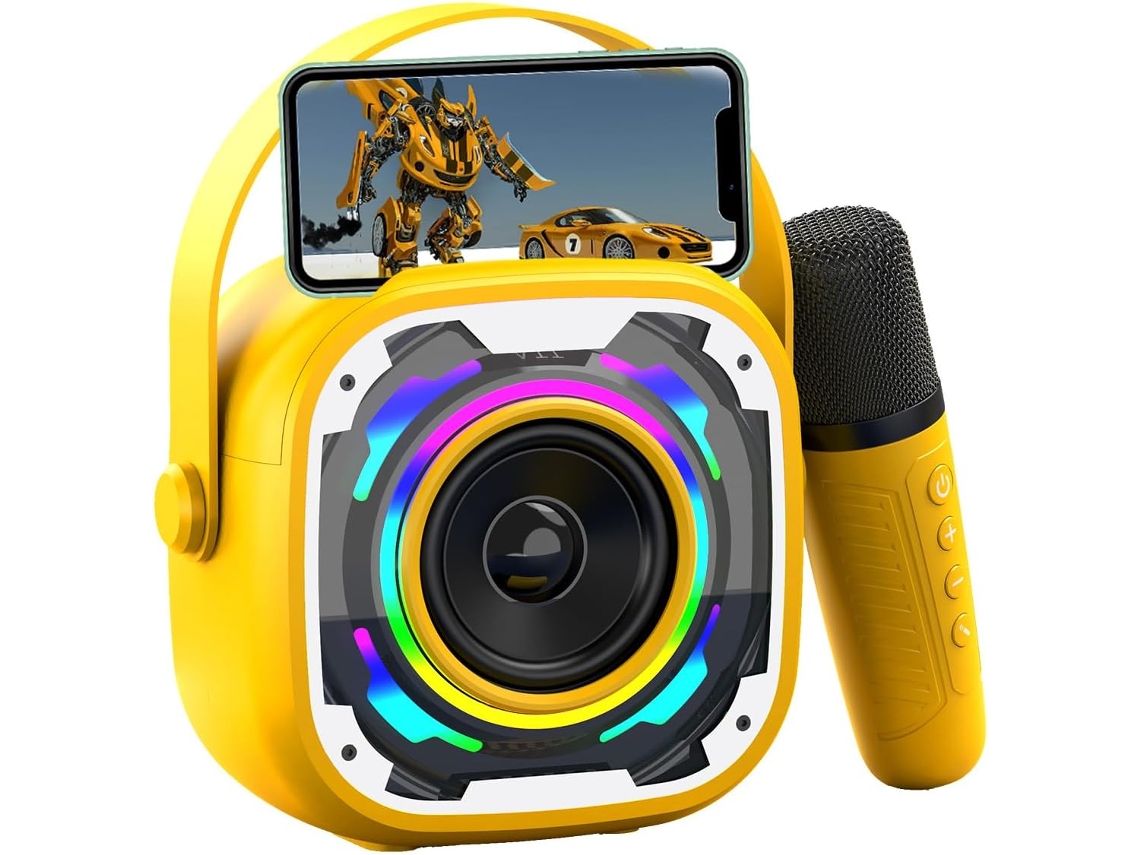 Máquina de karaoke, altavoz Bluetooth con 1 micrófono, regalo de fiesta para fiesta de cumpleaños infantil Cuich (amarillo)