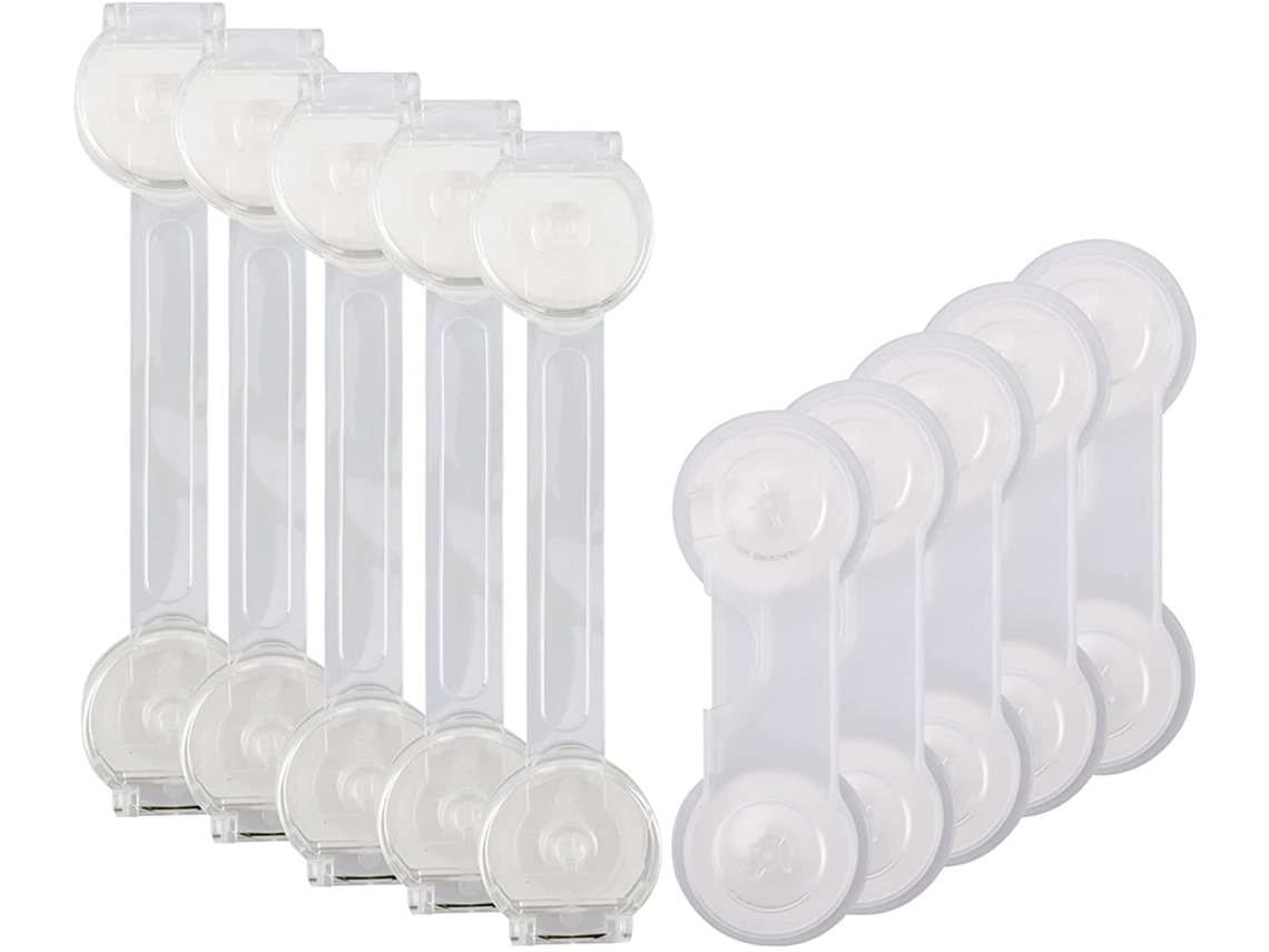 Cerradura de seguridad para bebés, para armarios, cajones, refrigeradores y tapas de inodoro, sin taladrar, adhesivo fuerte, formas variadas, transparente.