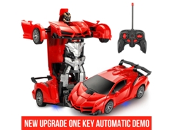 Coche eléctrico RC 2 en 1, robot transformable, vehículo deportivo, coche de control remoto para niños, juguete de deformación genial, Aeuzwr