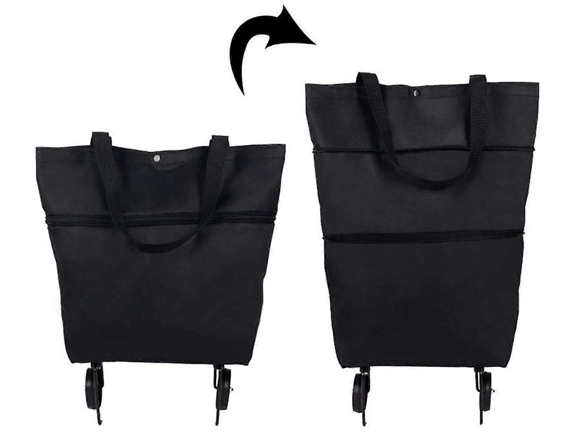 Carrito de compras plegable GOKOCO, bolsa plegable de dos etapas con cremallera y ruedas, plegable y compatible con frutas.