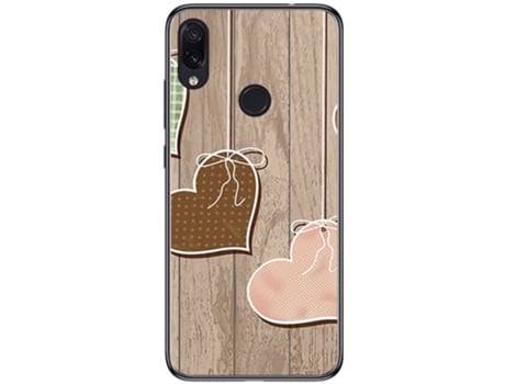 Carcasa Xiaomi Redmi Note 7 TUMUNDOSMARTPHONE Corazones Madera Multicolor
