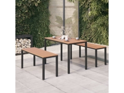 Conjunto De 3 Peças De Jantar Para Jardim Aço E Wpc Castanho E Preto Dkd Home Decor