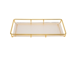 Bandeja minimalista para lavabo de baño de acero inoxidable para cosméticos dorada