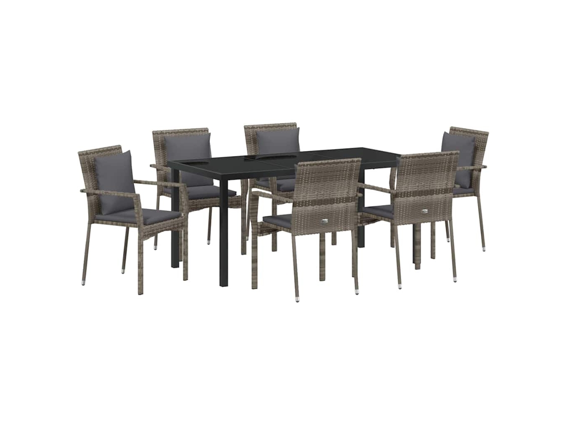 Maison Exclusive - Conjunto De Comedor De Jardín 7 Pcs Gris Ratán Sintético